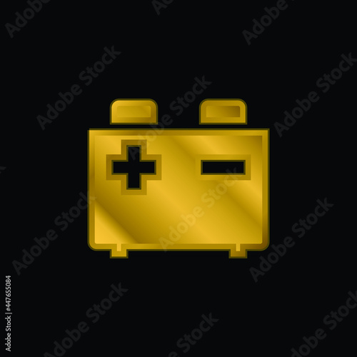 Battery gold plated metalic icon or logo vector