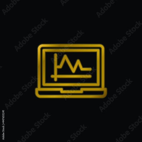 Analysis gold plated metalic icon or logo vector