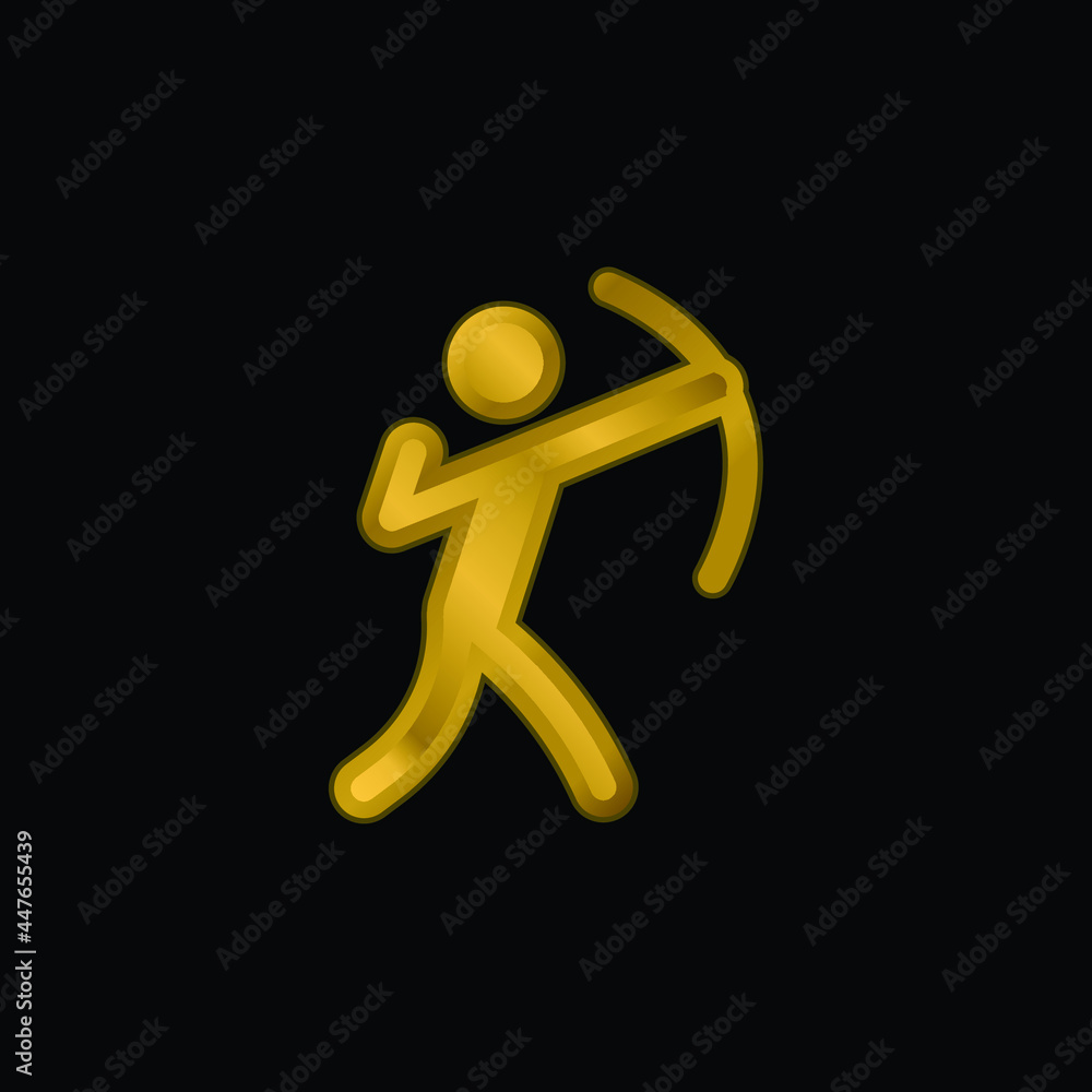 Archery gold plated metalic icon or logo vector Archery gold plated metalic icon or logo vector
