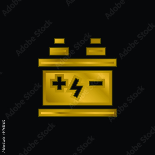 Battery gold plated metalic icon or logo vector