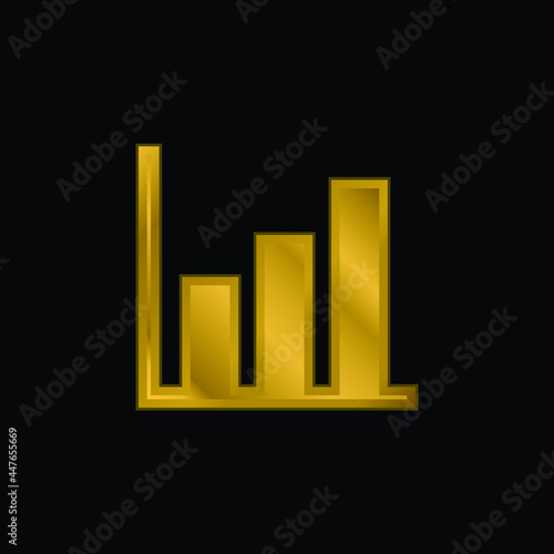 Bars Graphic gold plated metalic icon or logo vector
