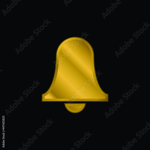 Alarm Bell Symbol gold plated metalic icon or logo vector