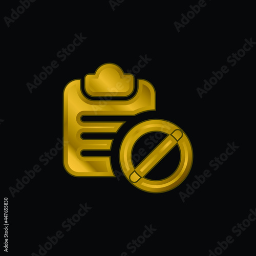 Banned gold plated metalic icon or logo vector