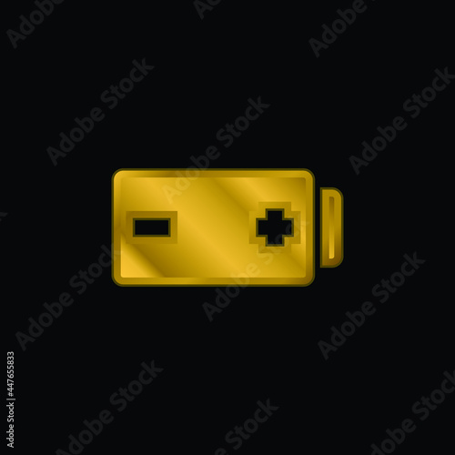 Battery gold plated metalic icon or logo vector