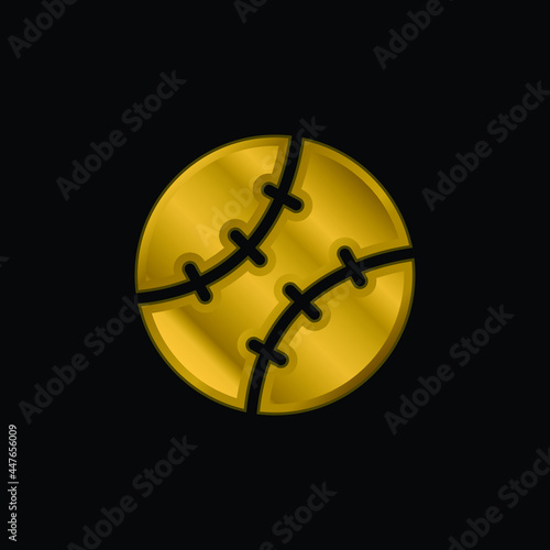 Baseball gold plated metalic icon or logo vector