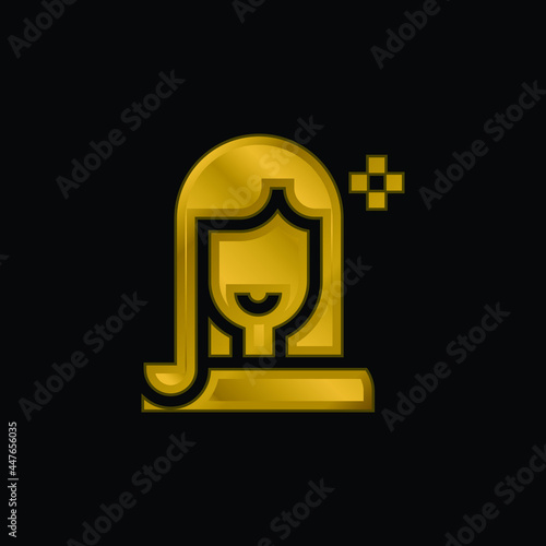 Beauty gold plated metalic icon or logo vector