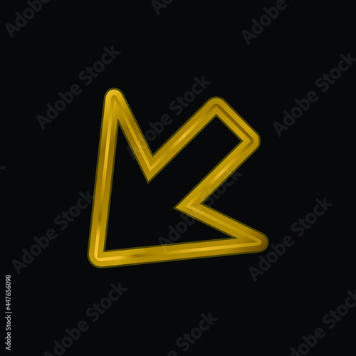 Free Download Arrow Outline Pointing Down Left gold plated metalic icon or logo vector - GFXLoad