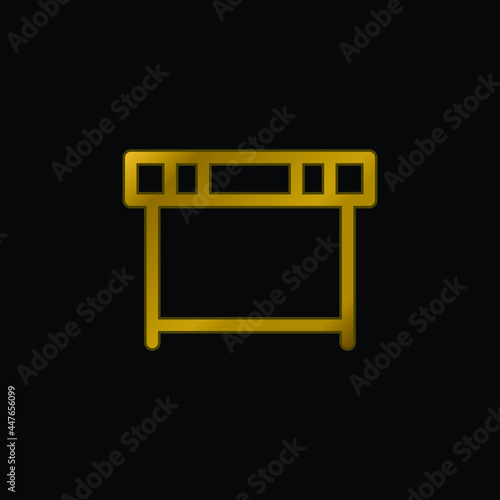Athletism Hurdle gold plated metalic icon or logo vector