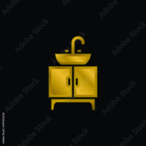 Basin gold plated metalic icon or logo vector