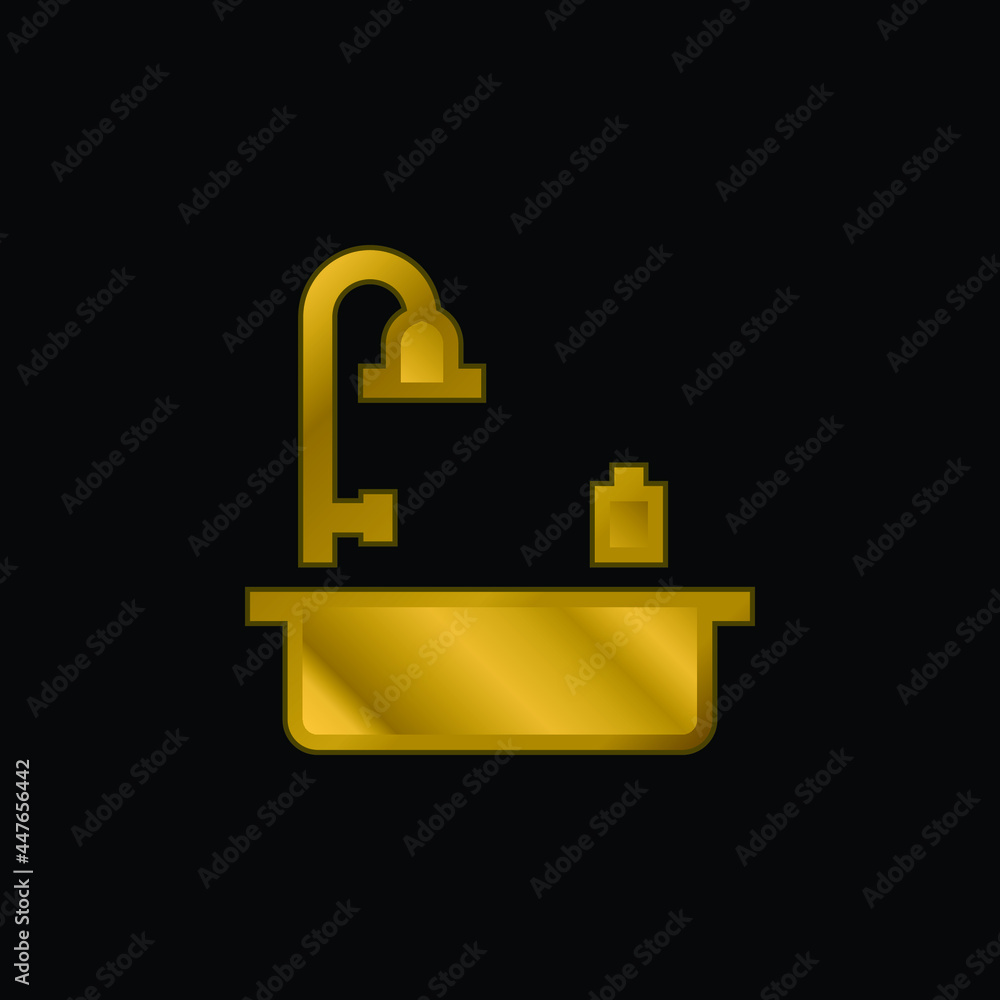 Bath gold plated metalic icon or logo vector Bath gold plated metalic icon or logo vector