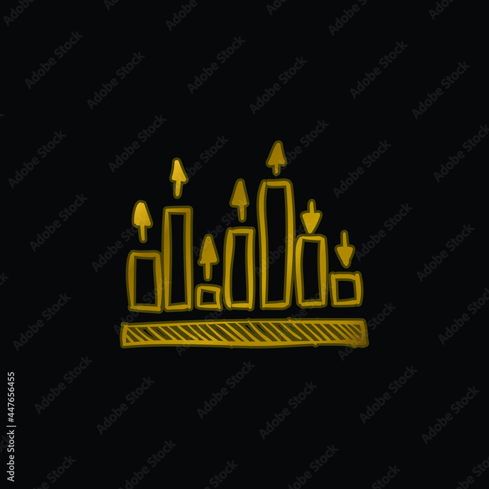 Bars Graphic Sketch gold plated metalic icon or logo vector Bars Graphic Sketch gold plated metalic icon or logo vector