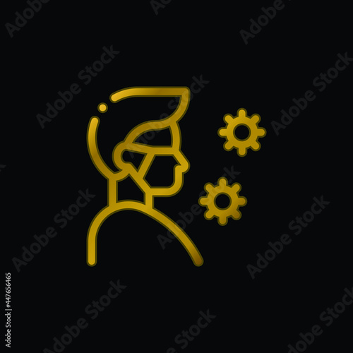 Antivirus gold plated metalic icon or logo vector
