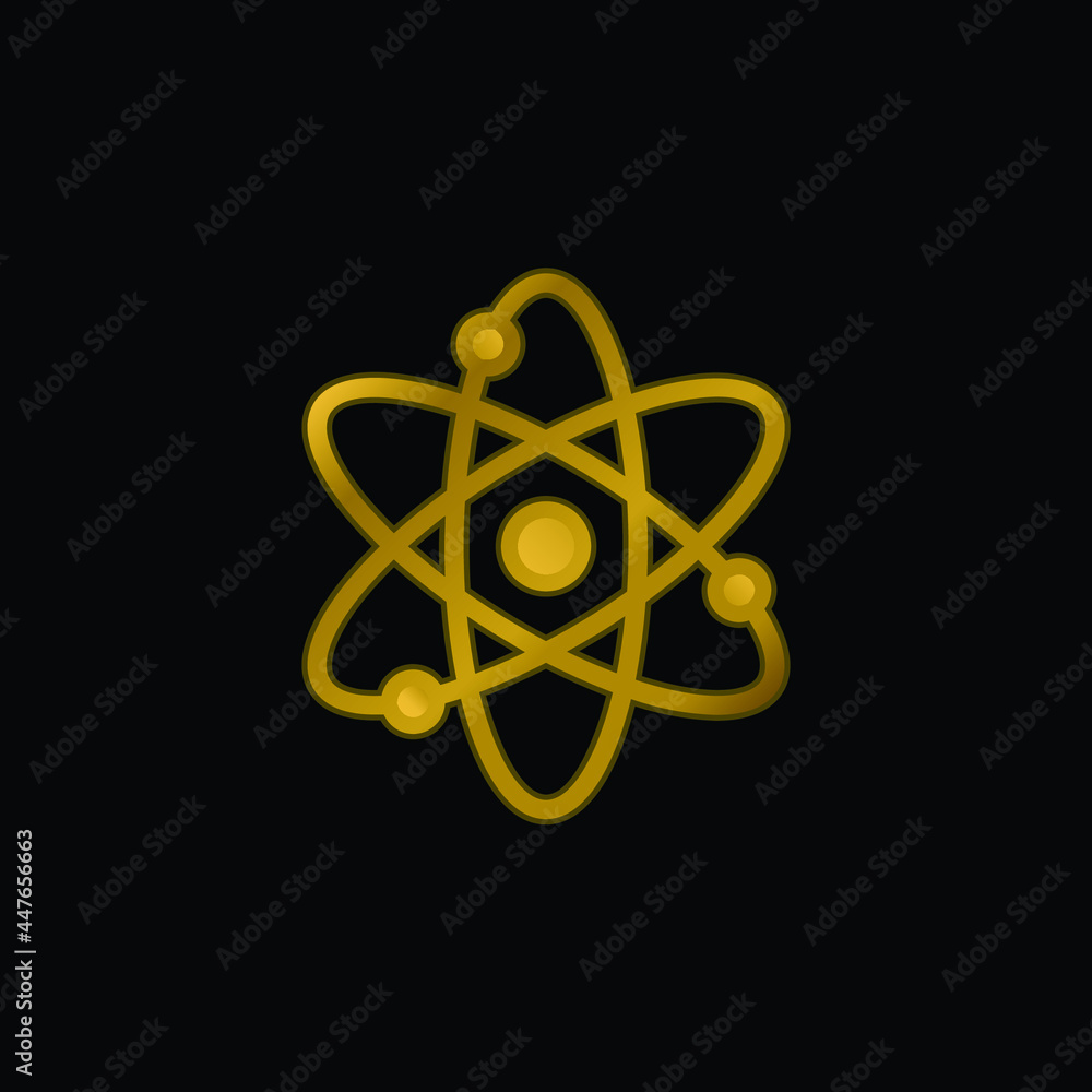 Atomic gold plated metalic icon or logo vector