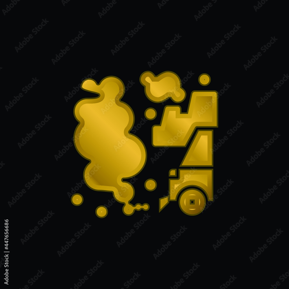 Air Pollution gold plated metalic icon or logo vector