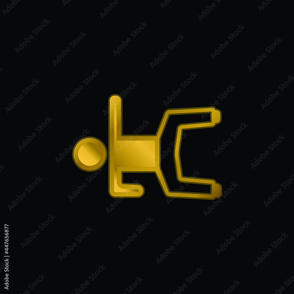 Boy Laying On Floor With Arm Up gold plated metalic icon or logo vector Boy Laying On Floor With Arm Up gold plated metalic icon or logo vector