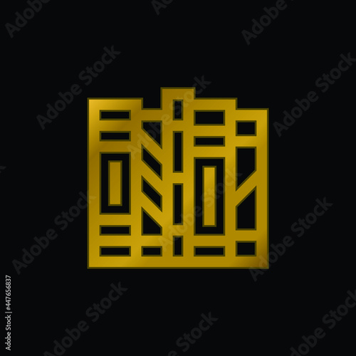 Books gold plated metalic icon or logo vector