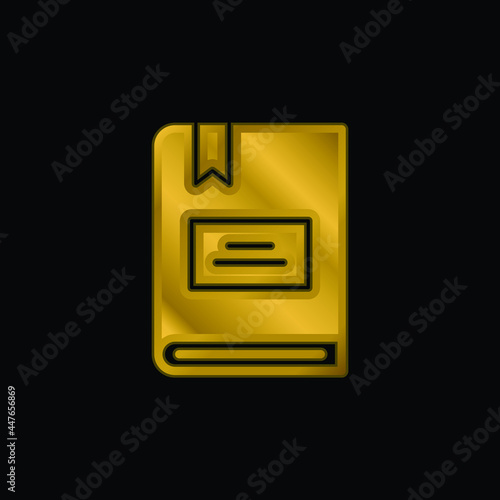 Book gold plated metalic icon or logo vector