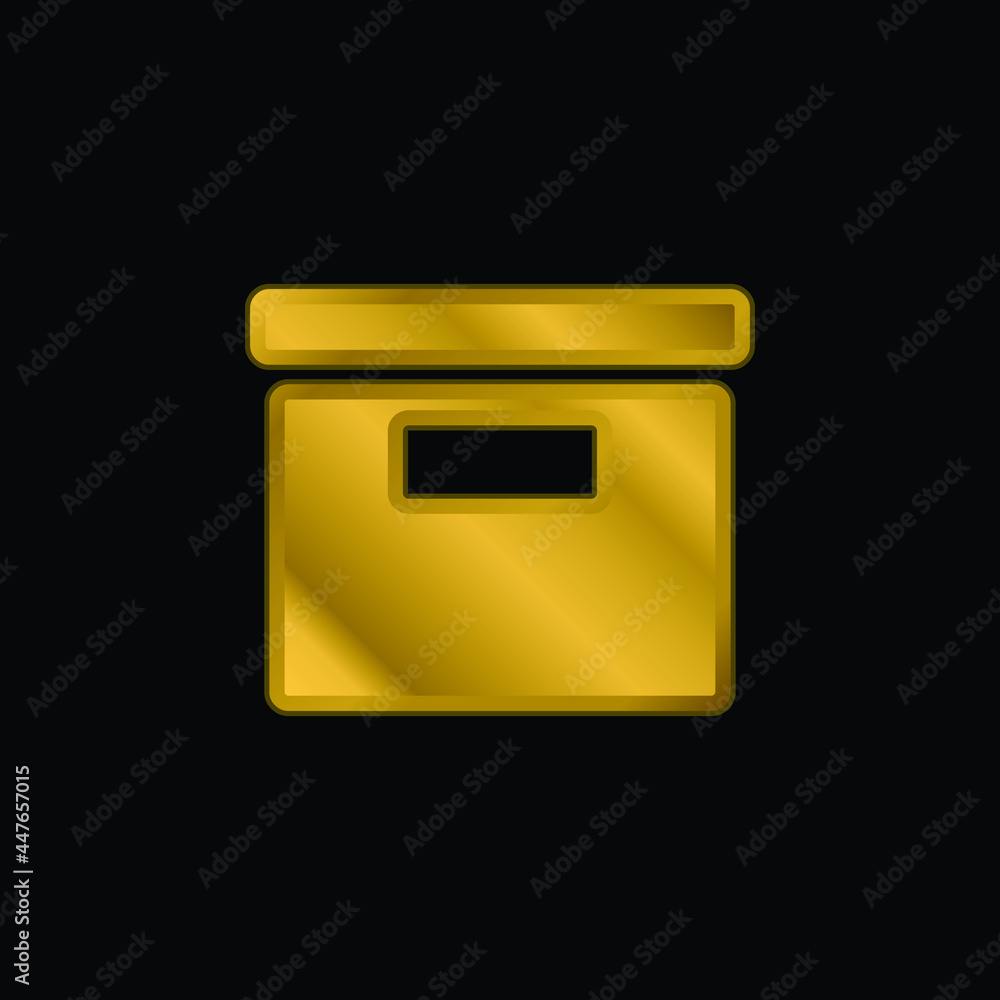 Box From Side View gold plated metalic icon or logo vector Box From Side View gold plated metalic icon or logo vector