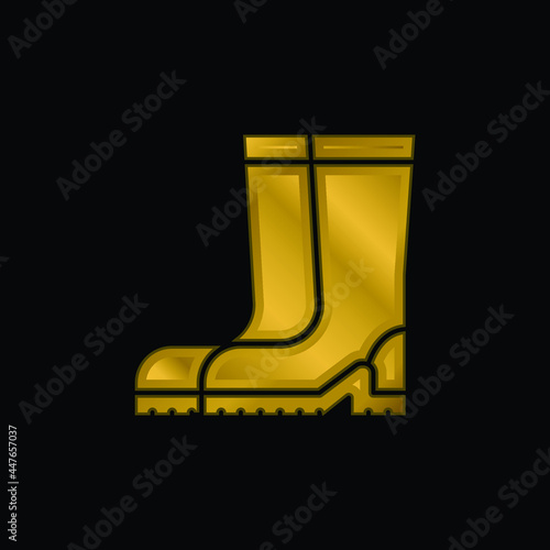 Boot gold plated metalic icon or logo vector