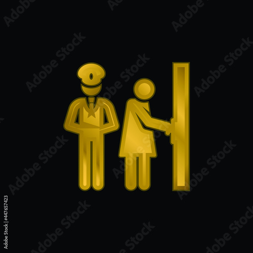Bodyguard gold plated metalic icon or logo vector