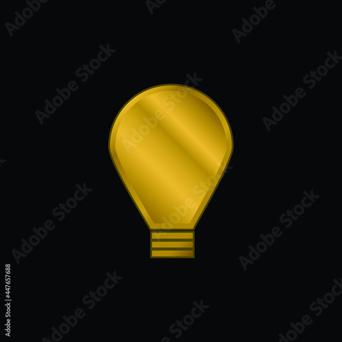 Big Light Bulb gold plated metalic icon or logo vector