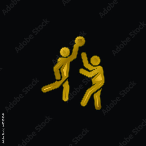 Basketball gold plated metalic icon or logo vector