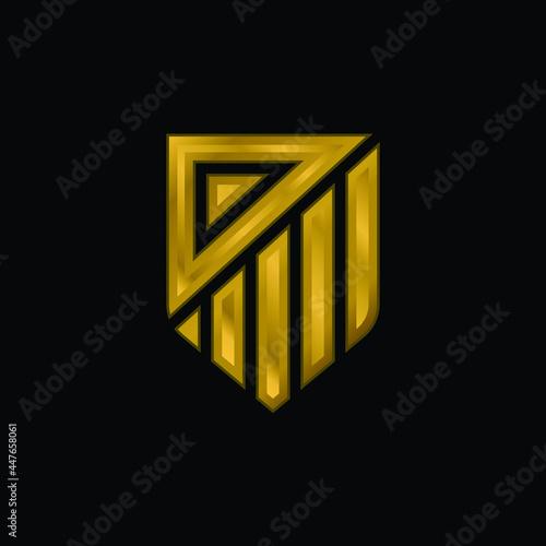 Atletico De Madrid gold plated metalic icon or logo vector