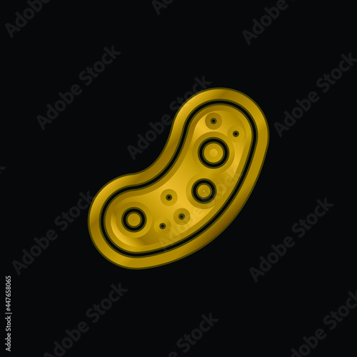 Bacteria gold plated metalic icon or logo vector