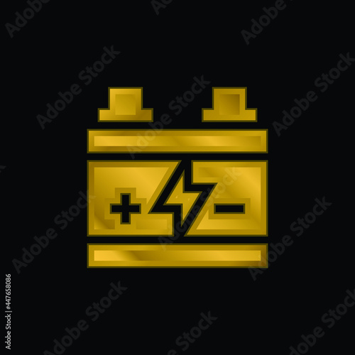 Battery gold plated metalic icon or logo vector