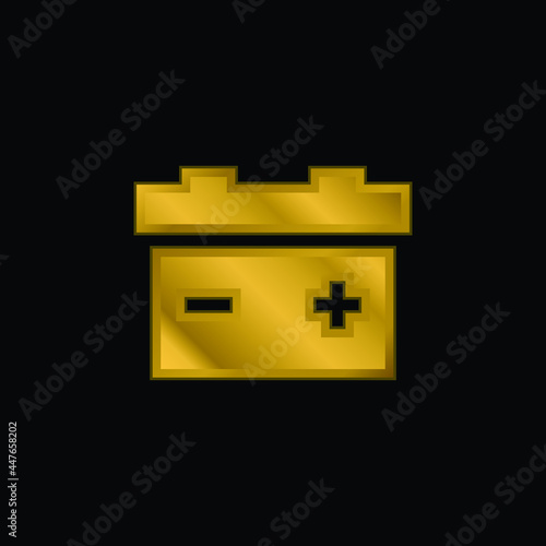 Battery gold plated metalic icon or logo vector