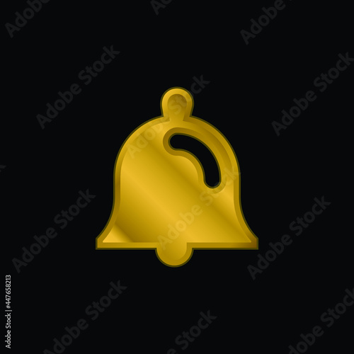 Bell gold plated metalic icon or logo vector
