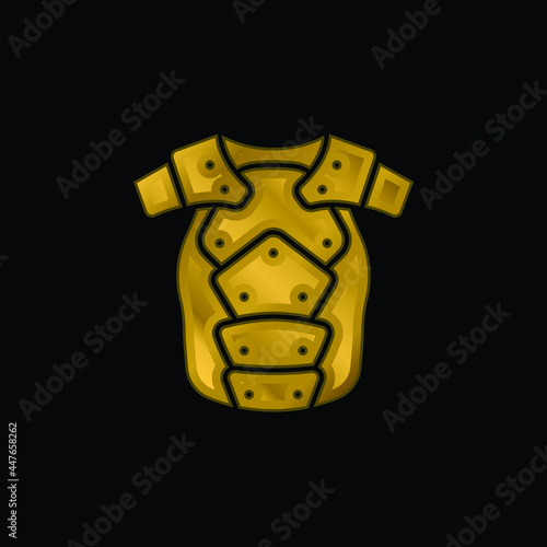 Armor gold plated metalic icon or logo vector