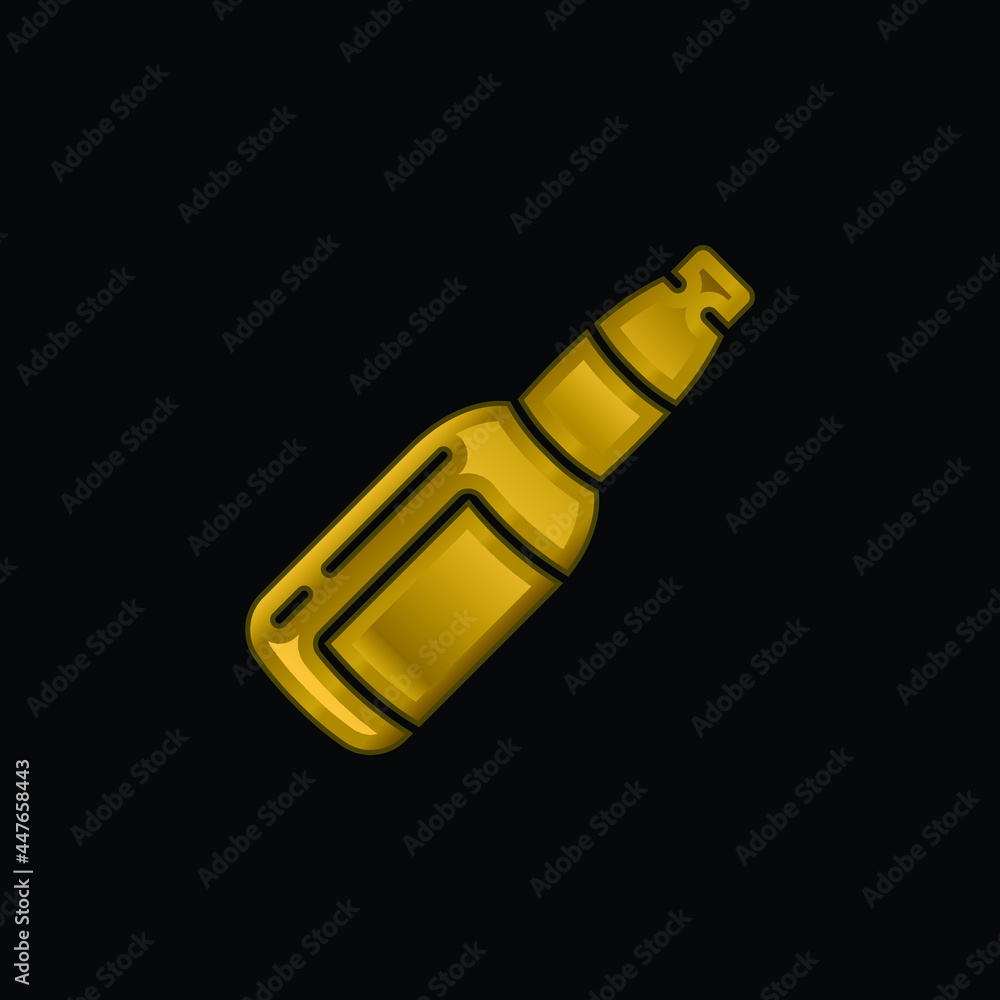 Beer Bottle gold plated metalic icon or logo vector Beer Bottle gold plated metalic icon or logo vector