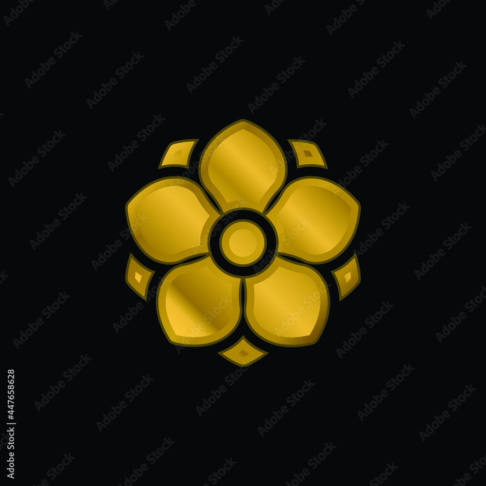 Anemone gold plated metalic icon or logo vector Anemone gold plated metalic icon or logo vector