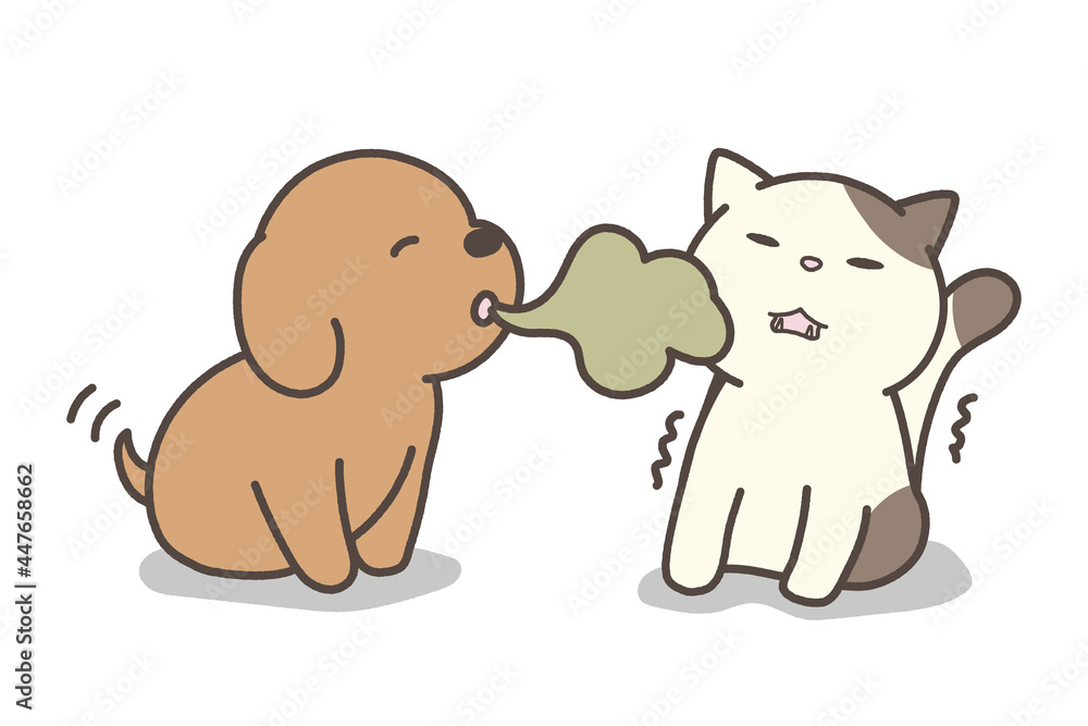 臭い息の犬と臭がる猫 Stock Vector Adobe Stock