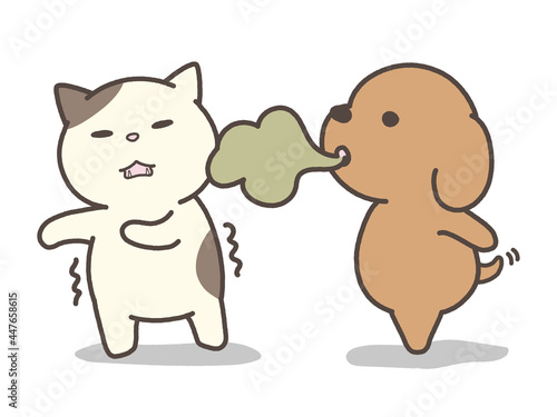 臭い息の犬と臭がる猫