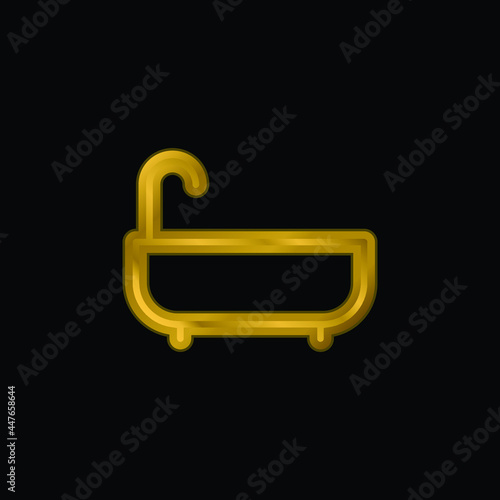 Bathtup gold plated metalic icon or logo vector
