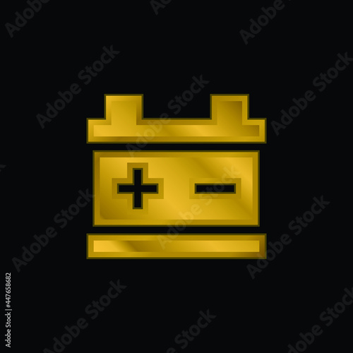 Battery gold plated metalic icon or logo vector