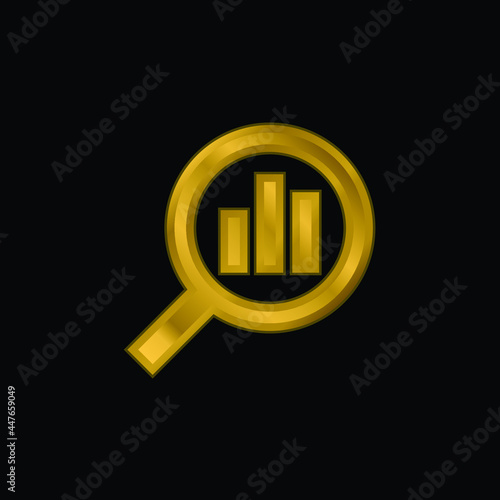 Analytics gold plated metalic icon or logo vector