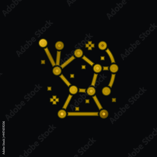 Astronomy gold plated metalic icon or logo vector