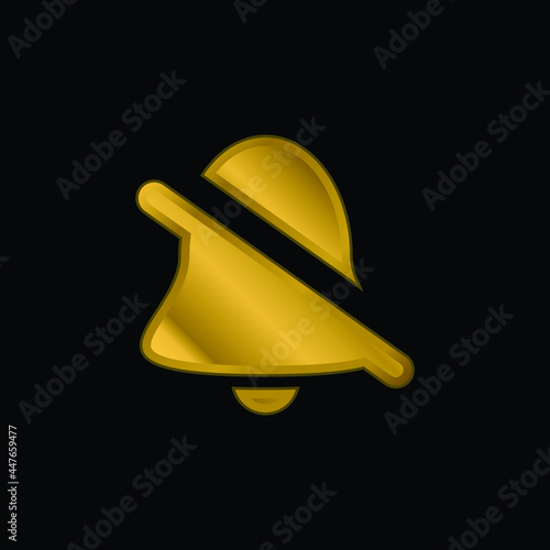 Alarm Off gold plated metalic icon or logo vector