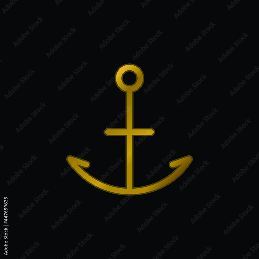 Anchor gold plated metalic icon or logo vector Anchor gold plated metalic icon or logo vector