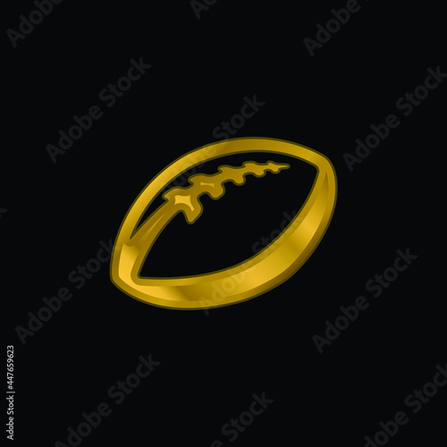 Ball Of Rugby gold plated metalic icon or logo vector