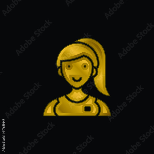 Assistant gold plated metalic icon or logo vector