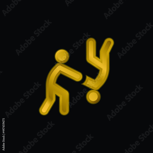 Aikido gold plated metalic icon or logo vector