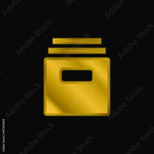 Archive gold plated metalic icon or logo vector