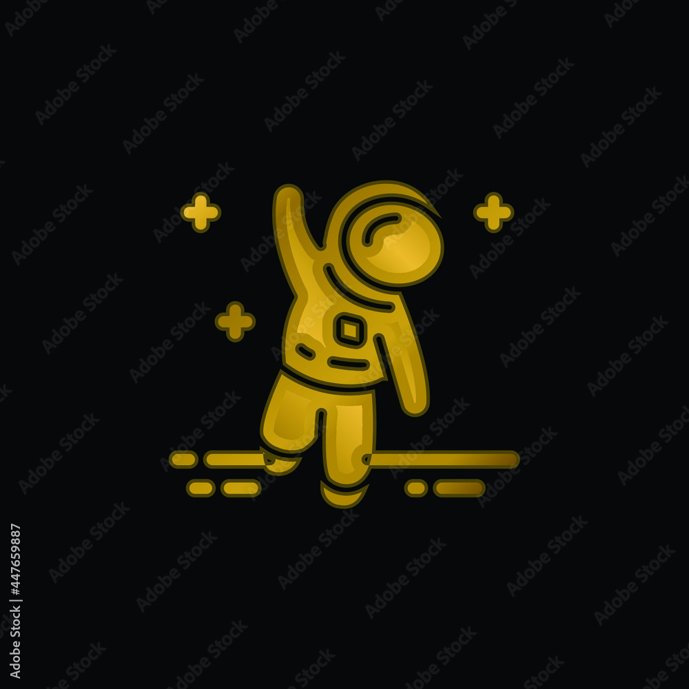 Fototapeta premium Astronaut gold plated metalic icon or logo vector