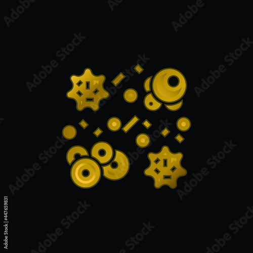 Bacteria gold plated metalic icon or logo vector