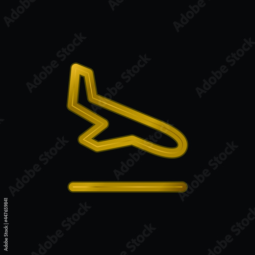 Arrival gold plated metalic icon or logo vector