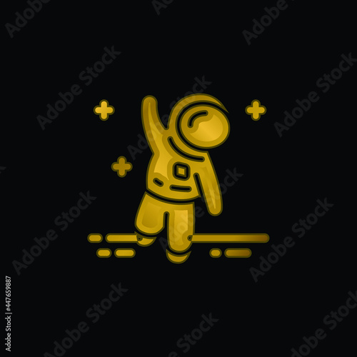 Astronaut gold plated metalic icon or logo vector